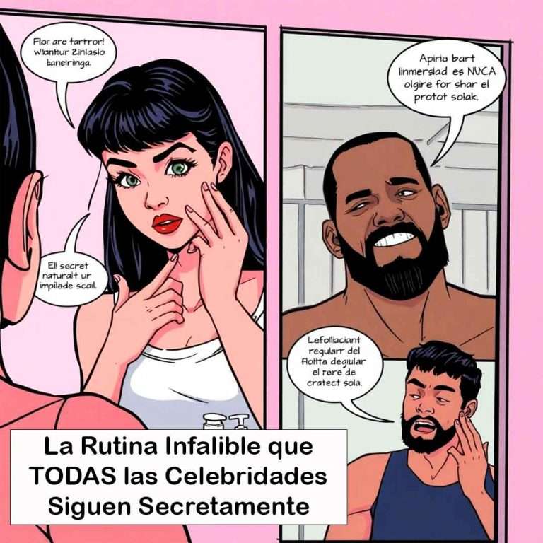 Ilustración estilo cómic de Jenna Ortega, Michael B. Jordan, Jennifer Aniston y Morgan Freeman compartiendo sus secretos de cuidado facial según su edad en vibrantes paneles coloridos titulado "Guardianes del Skincare".